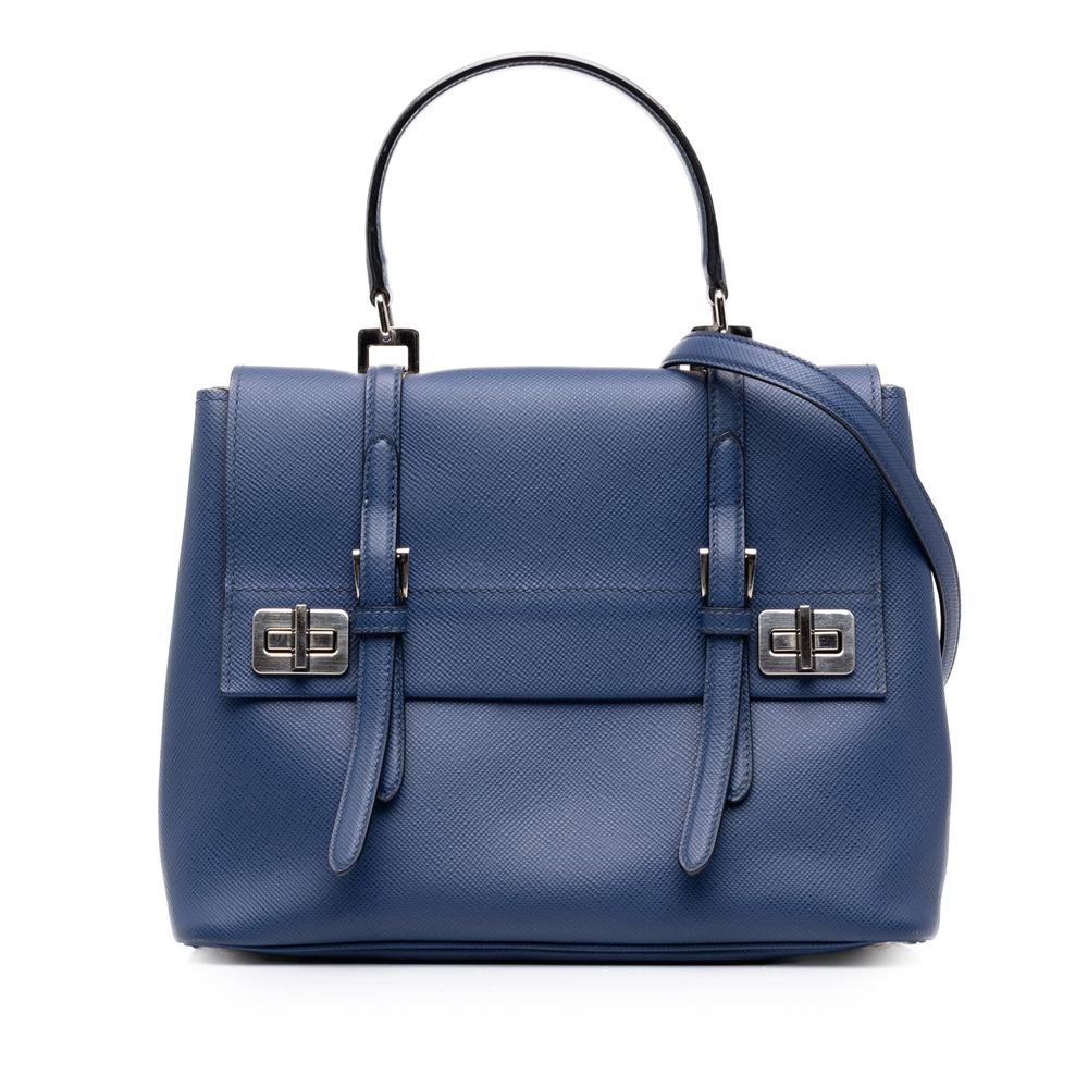 Pre-Loved Prada Medium Saffiano Cuir Double Turnlock Satchel